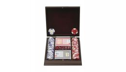 100 lucky crown mahogany poker chip set