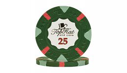 25 world tophat cane poker chip
