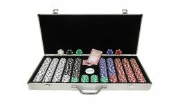 650 dice stiped aluminum poker chip set