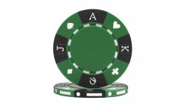Green tri color suit design poker chip