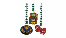 Dangling casino party cutouts