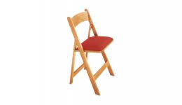 Red upholstered wood folding poker chair