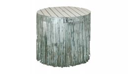 Silver metallic foil fringe table skirt