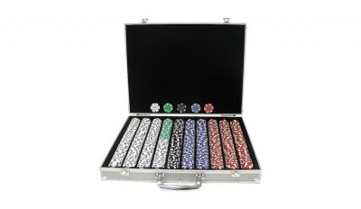 1000 dice striped aluminum poker chip set