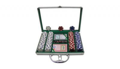 200 dice striped aluminum poker chip set