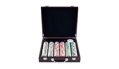 4 aces poker chip set with cigar tray