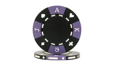 Black tri color suit design poker chip