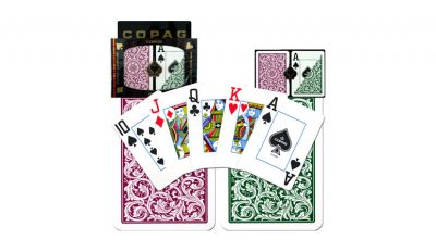 Copag green and burgundy jumbo index playing cards