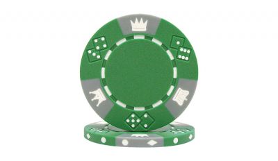 Green tri color triple crown poker chip