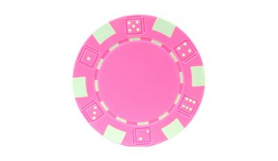 Pink striped dice poker chip