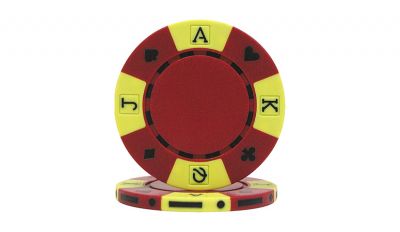 Red tri color suit design poker chip