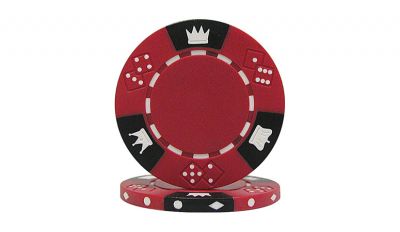 Red tri color triple crown poker chip