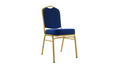 Blue padded metal poker chair