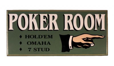 Classic poker room wood sign
