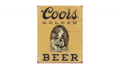 Coors golden beer tin sign
