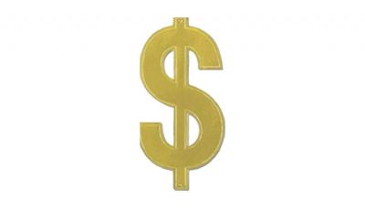 Gold foil 2 sided dollar sign cutout