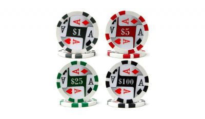 4 aces poker chip set with cigar tray