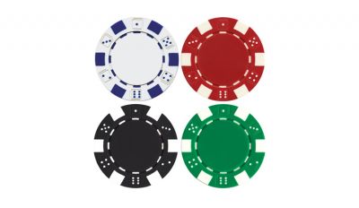 Striped dice poker chip set with cigar tray