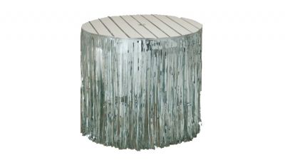 Silver metallic foil fringe table skirt Silver metallic foil fringe table skirt